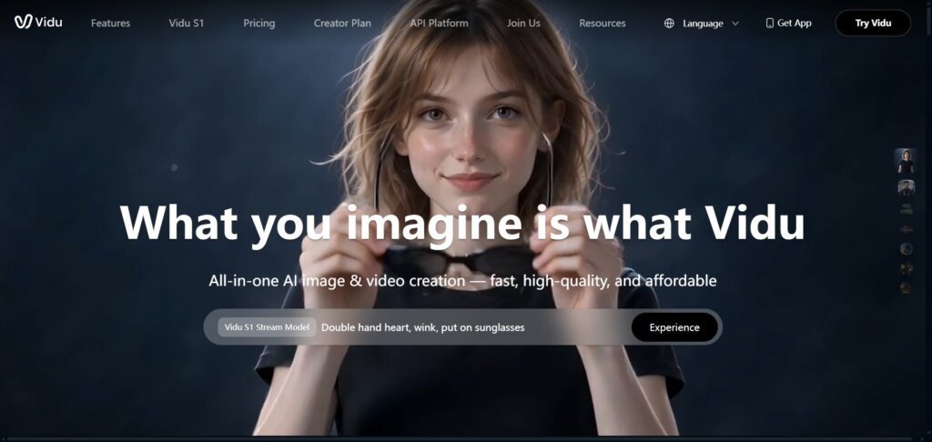 Vidu AI Webpage