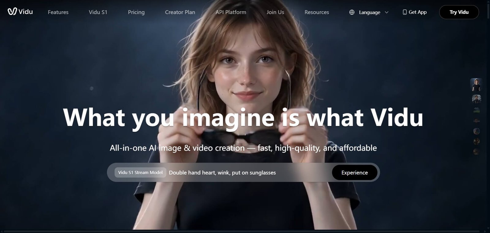Vidu AI Webpage