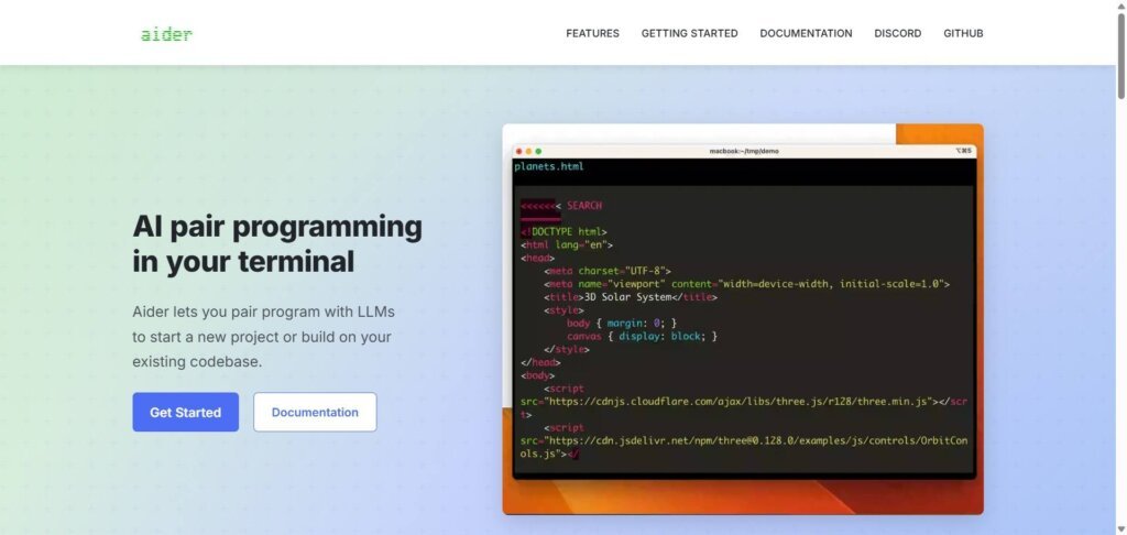 Aider Webpage