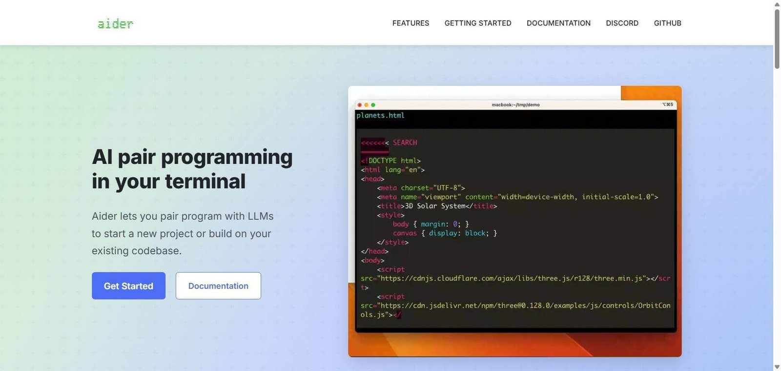 Aider Webpage