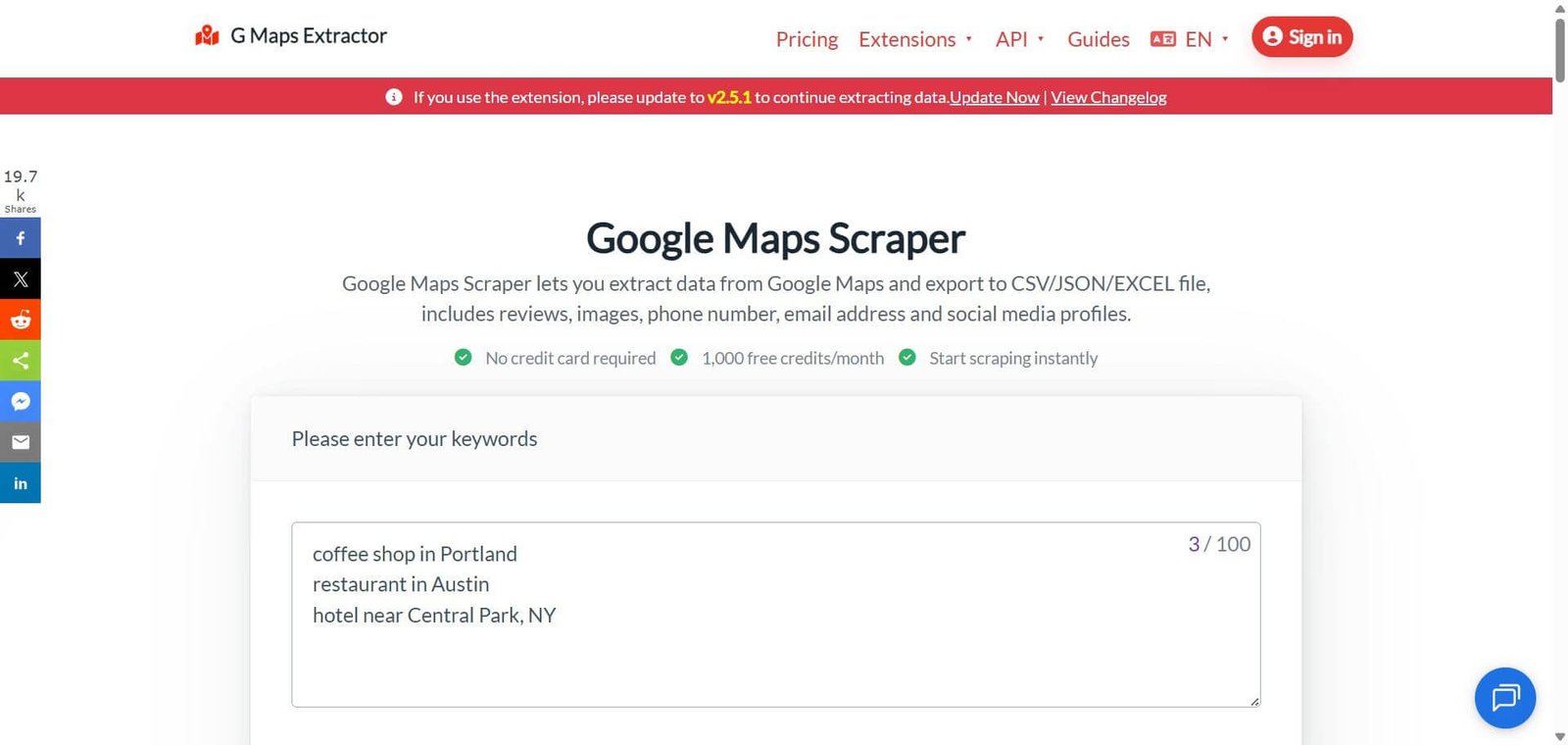 G Maps Extractor Webpage
