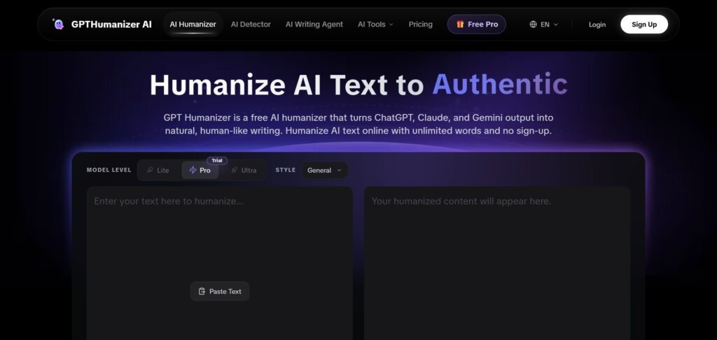 GPTHumanizer AI Webpage