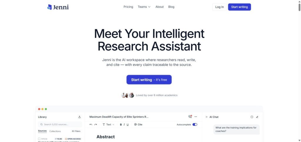 Jenni AI Webpage