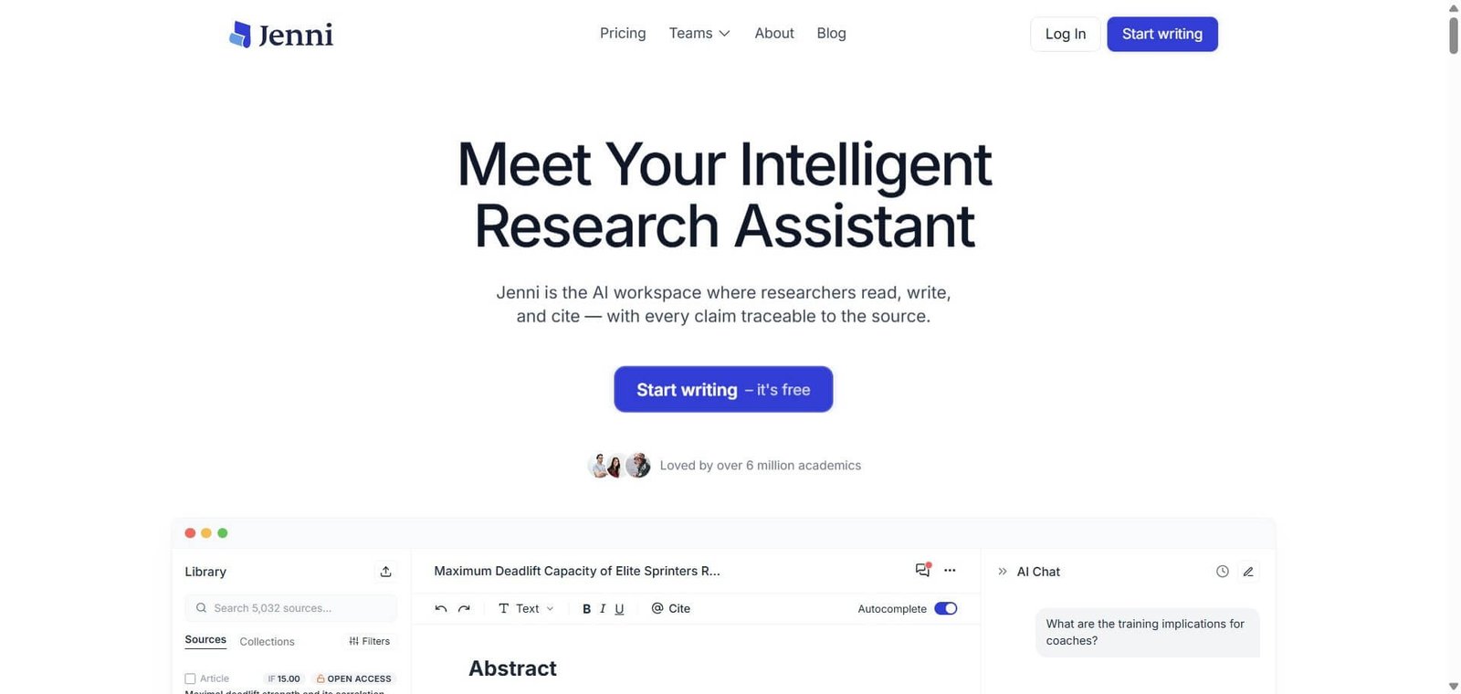 Jenni AI Webpage
