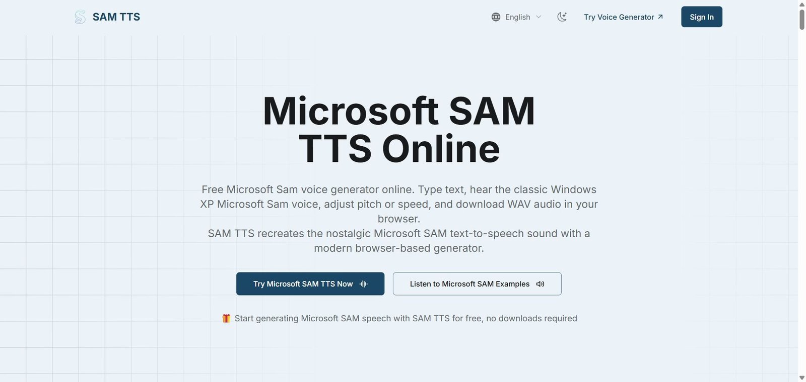 SAM TTS Webpage
