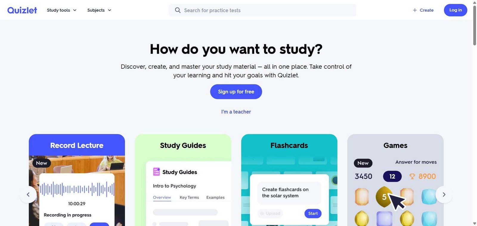 Quizlet Webpage