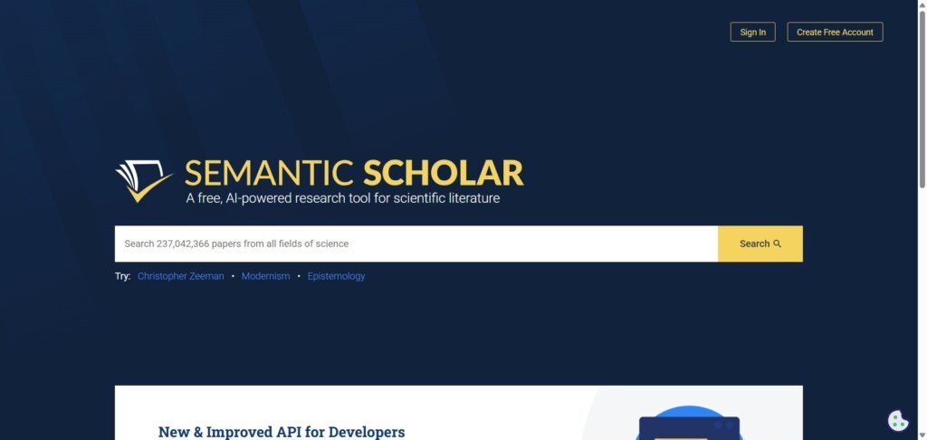Semantic Scholar Webpage