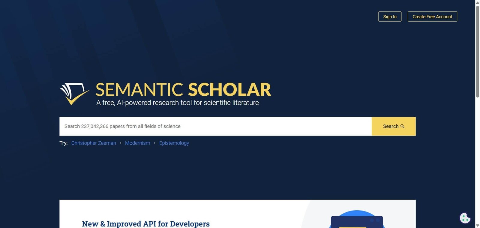 Semantic Scholar Webpage