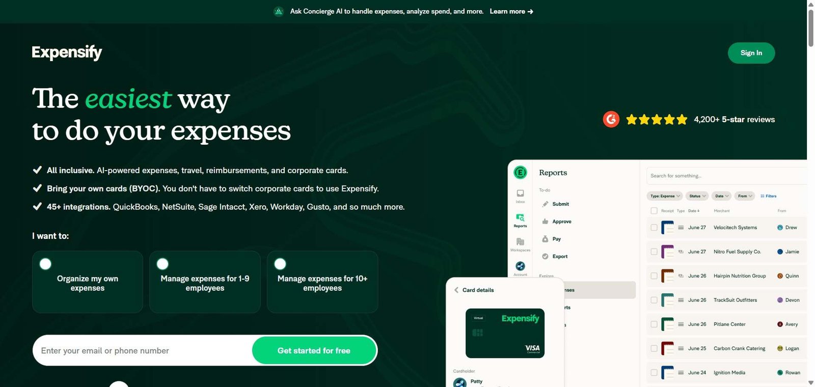 Expensify Webpage