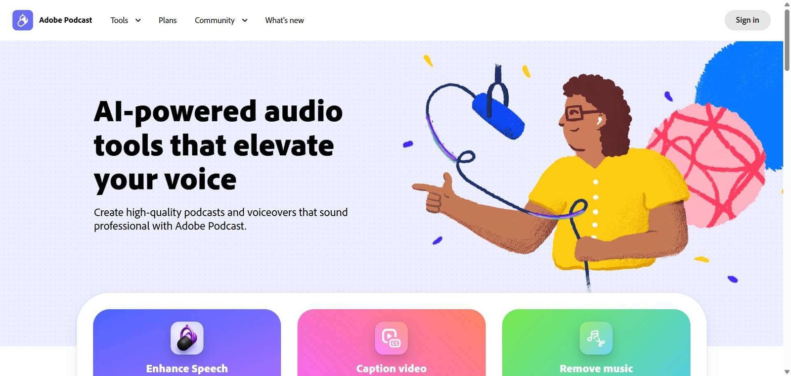Adobe Podcast Webpage
