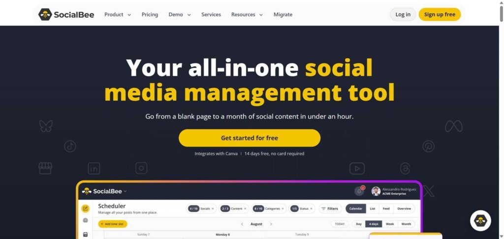SocialBee Webpage