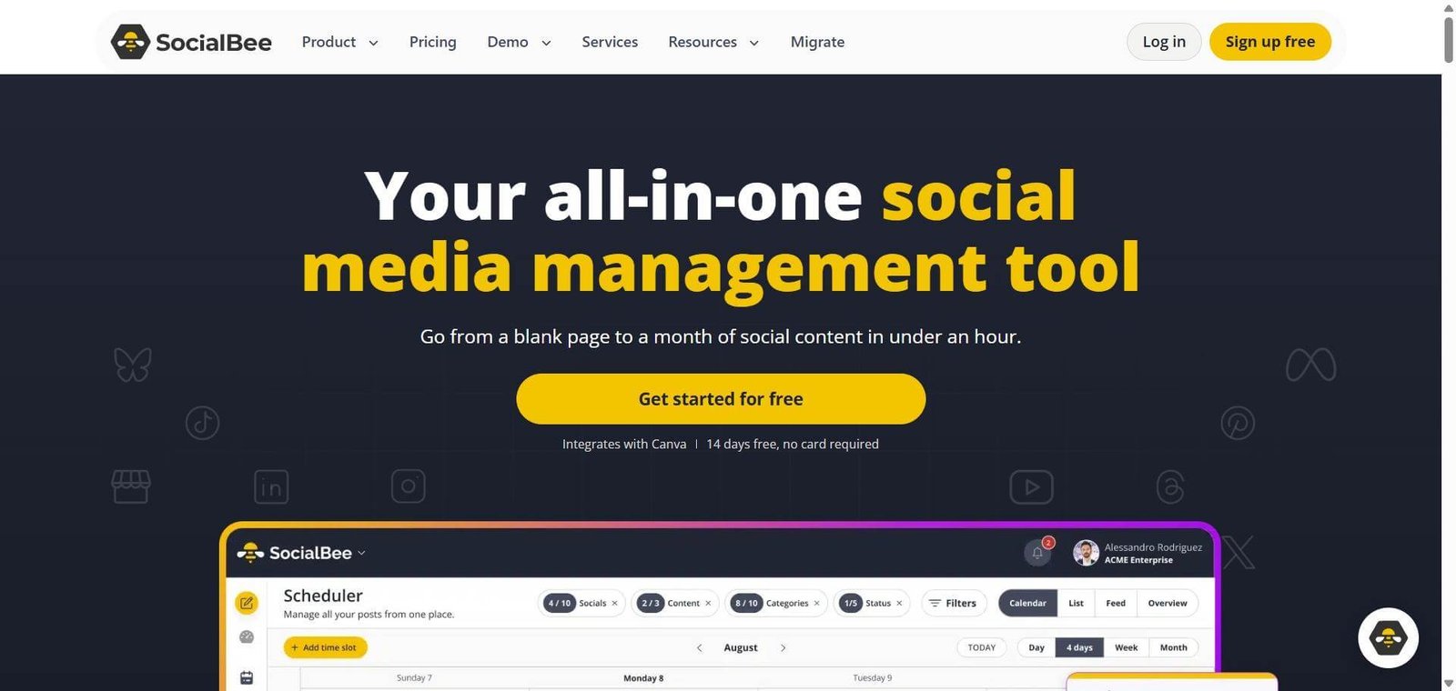SocialBee Webpage